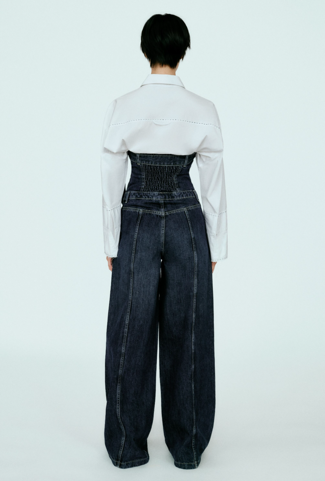 NWT! Zara strapless denim wide leg jumpsuit size XL.