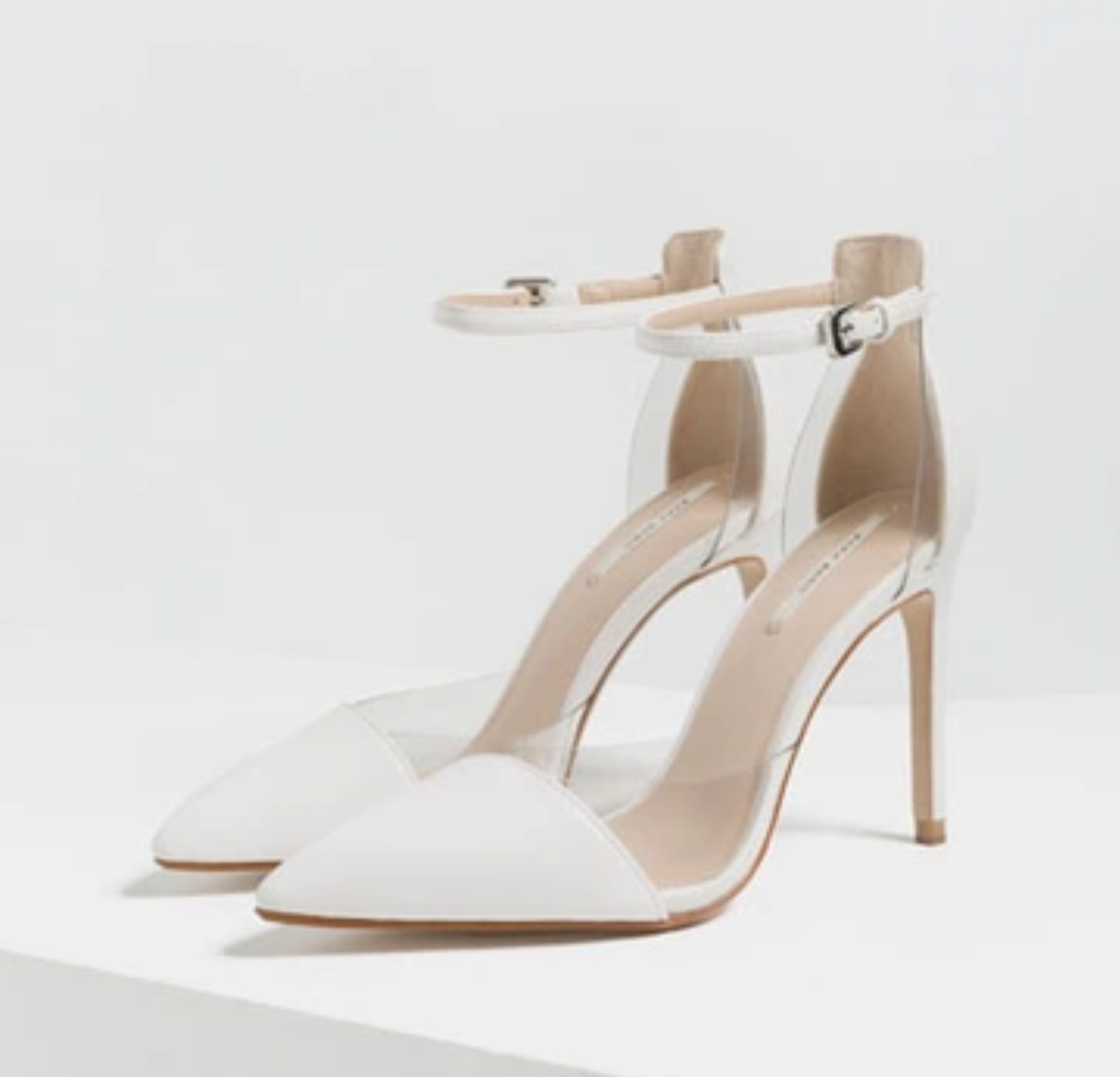 Zara leather and lucite white heels sz 39 (8)