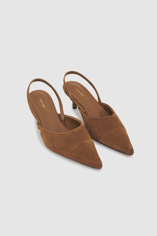 Brand new!! ANINE BING Willa Slingback Heels in Toffee Suede sz 36