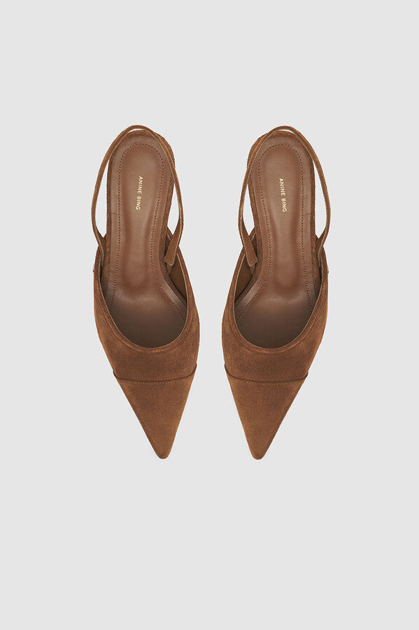 Brand new!! ANINE BING Willa Slingback Heels in Toffee Suede sz 36