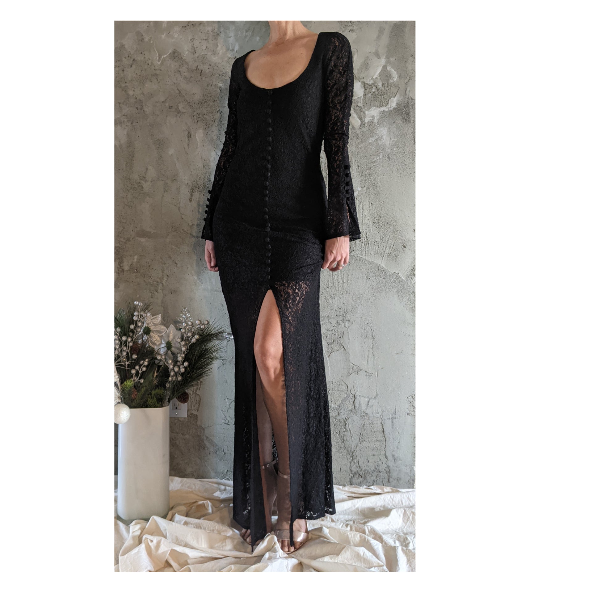 ABS Allen Schwartz | Dresses | Abs Allen Shwartz Asymmetric Vneck And Mesh  Shimmer Evening Gown Dress Size S | Poshmark