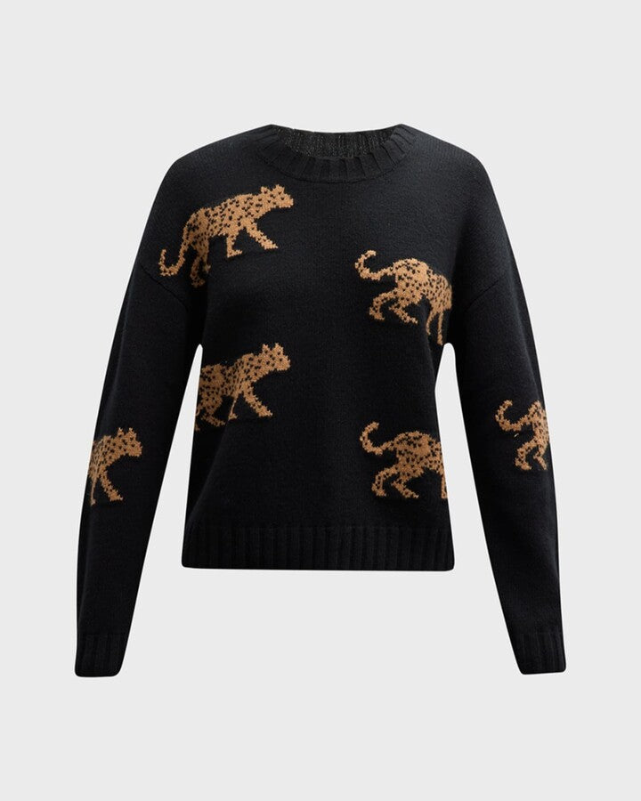 RAILS Perci Jungle Cats Intarsia Wool-Blend Sweater sz S