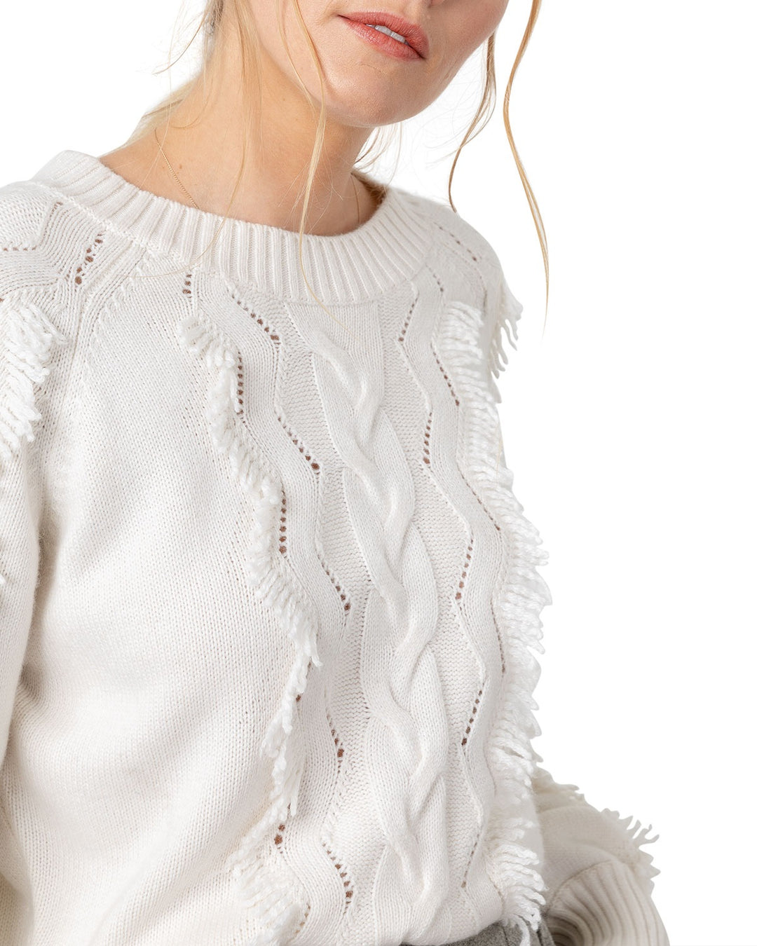 Rails - Francis Fringe Sweater in Ivory sz S