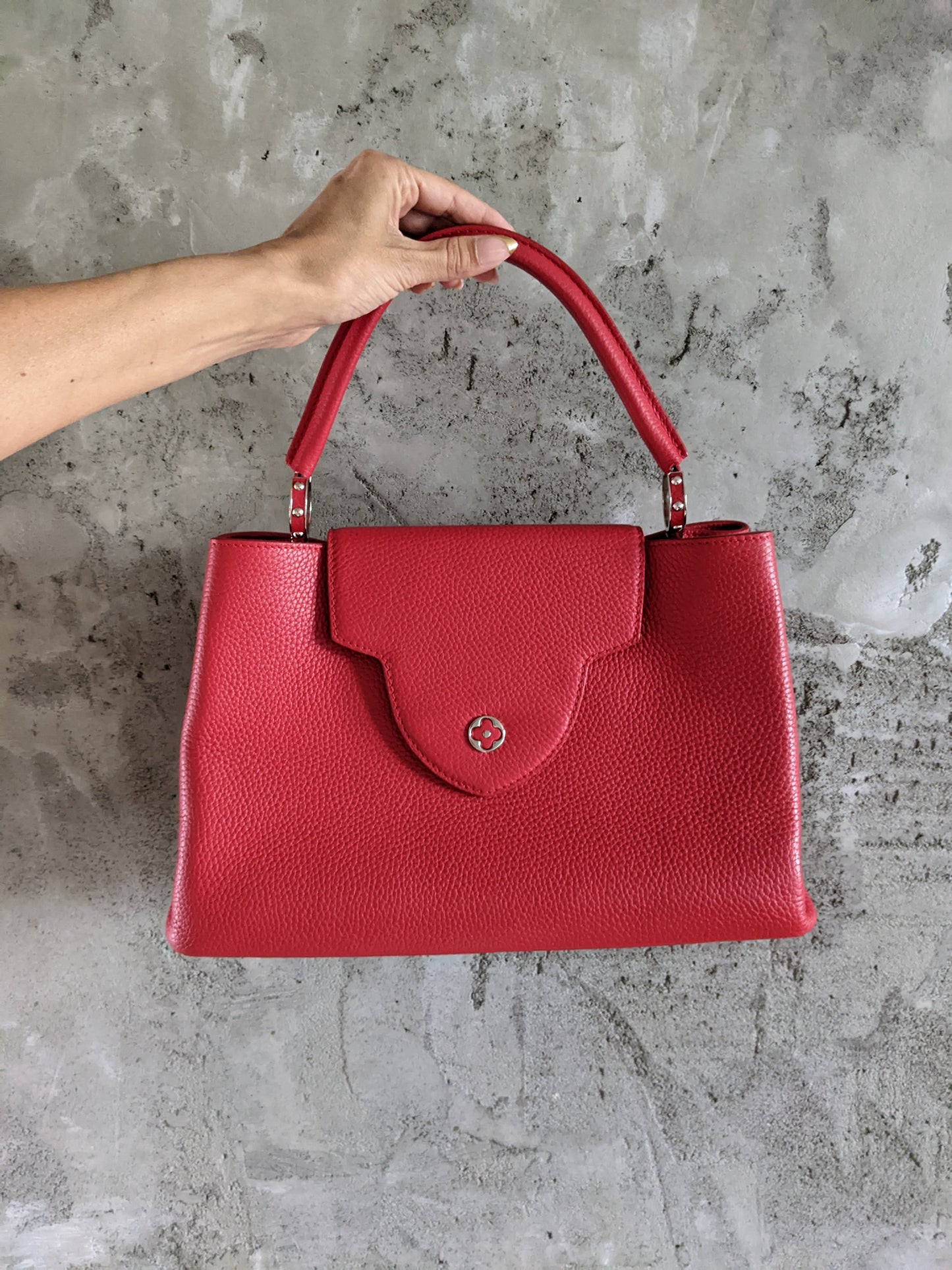 Louis Vuitton Capucines MM two way bag in Ruby Red.