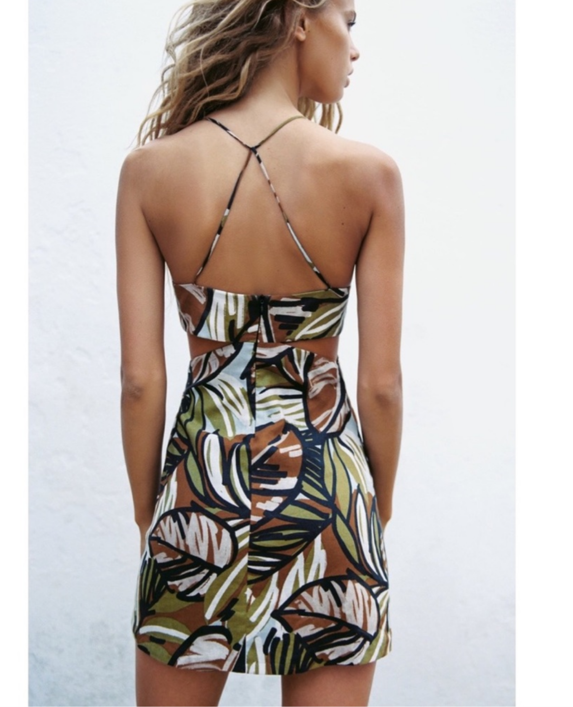 NWOT!! Zara linen blend cut out dress sz S/M