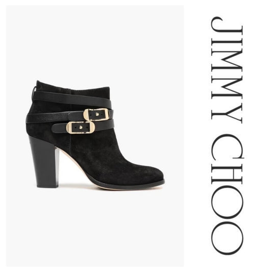 Jimmy Choo ‘Melba’ Black Suede Ankle Boot - Size 38