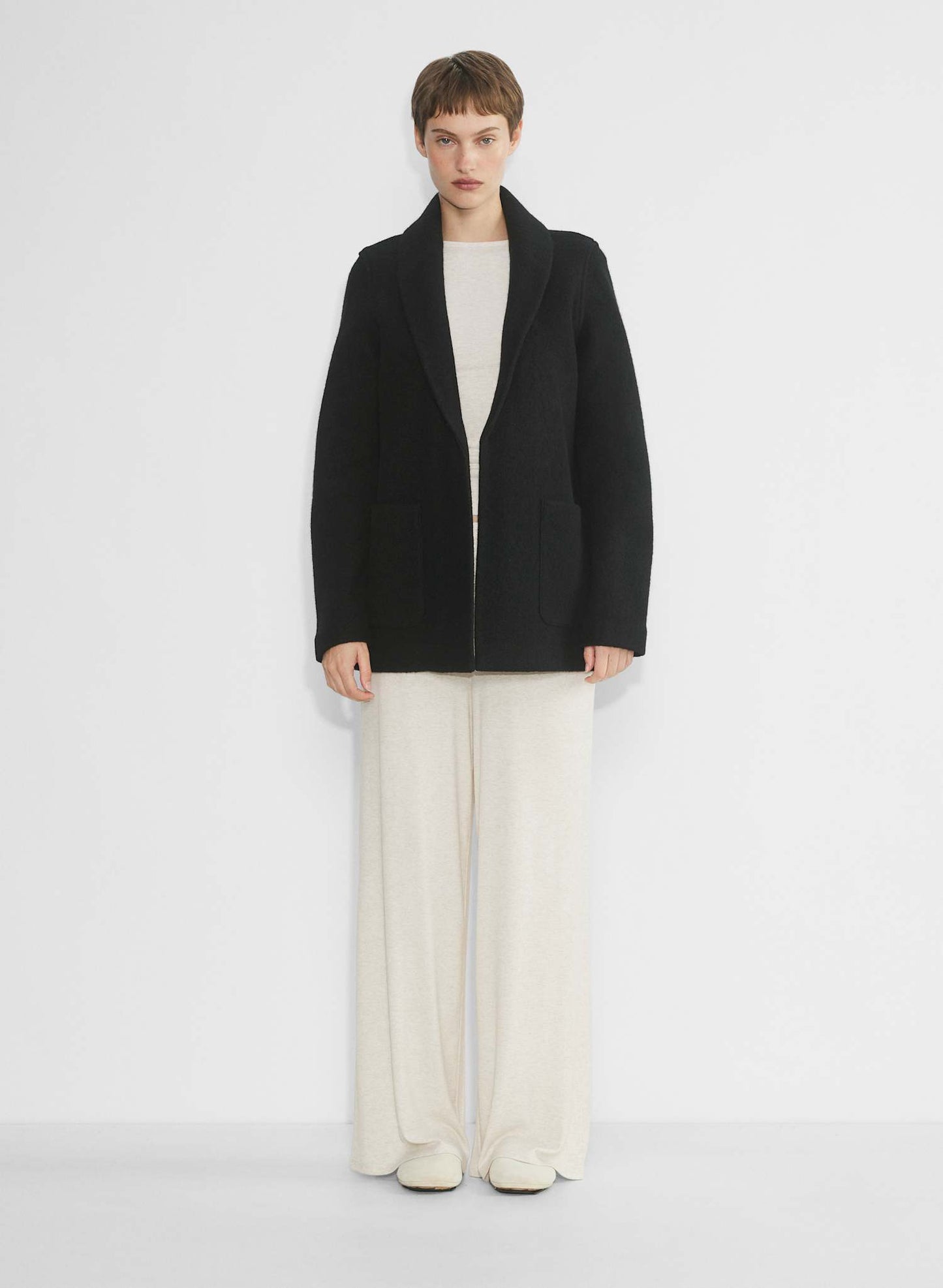 Group Babaton "Elongated Merino Wool Shawl Jacket" sz XS (relaxed)
