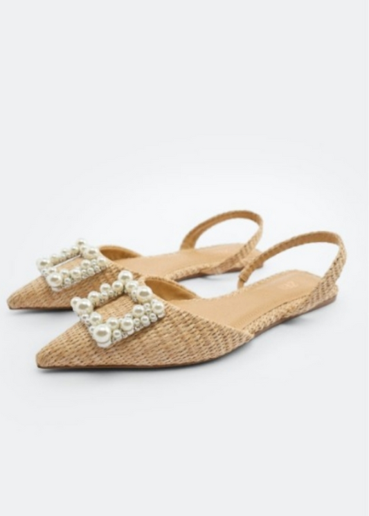 NWT! Zara pearl mule flats sz 6.5