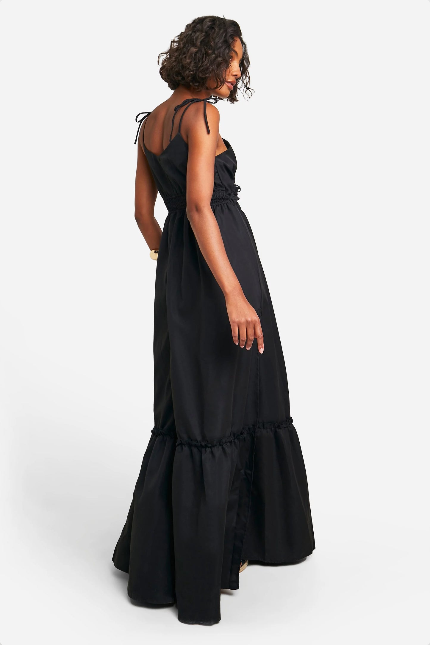 NWT!! Boohoo Tall "Woven V Neck Strappy Tiered Maxi Dress" sz 10