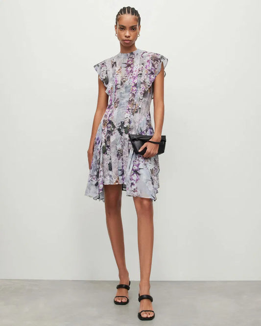 NEW with tags! ALL SAINTS Fleur Lucia Semi Sheer Floral Mini Dress sz 4