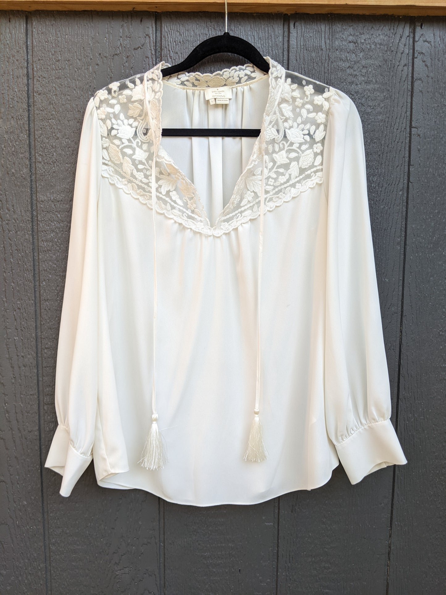 Kate Spade embroidered boho blouse sz Lrg