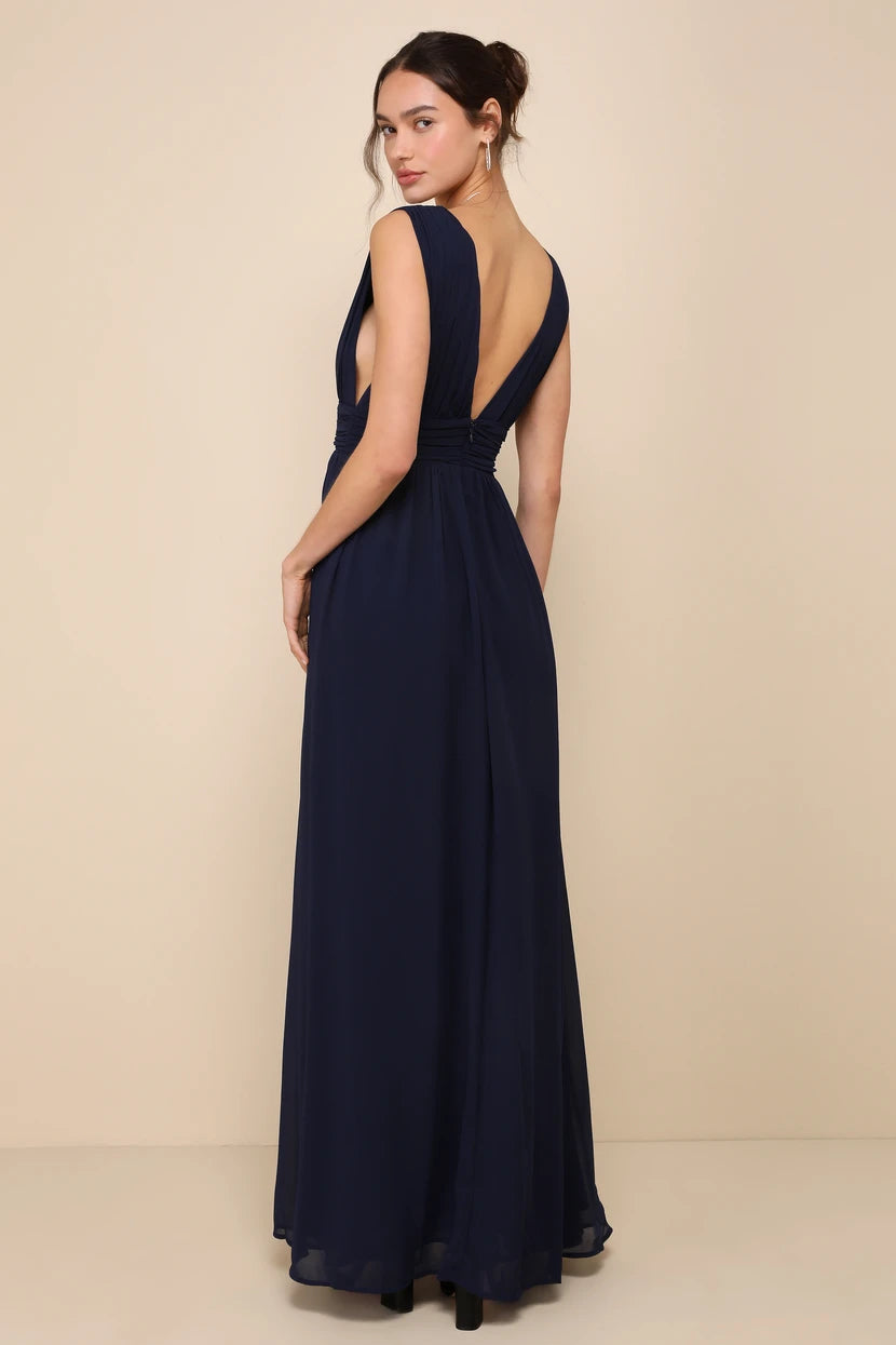 Lulu's Heavenly Hues Navy Blue Maxi Dress sz M