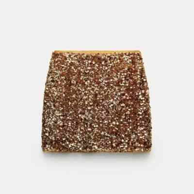 Zara gold sequin mini skirt sz Lrg. (Fits like S/M!)