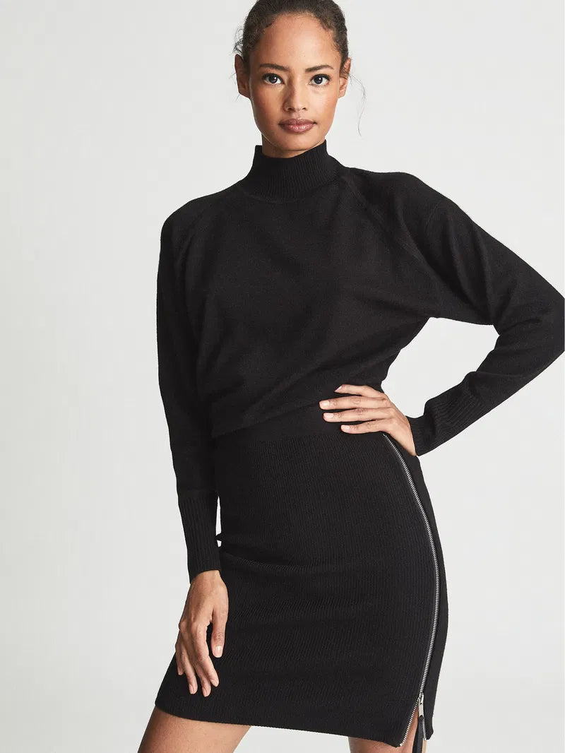 NWT! Reiss Gabby High Neck Knitted Dress sz Lrg.