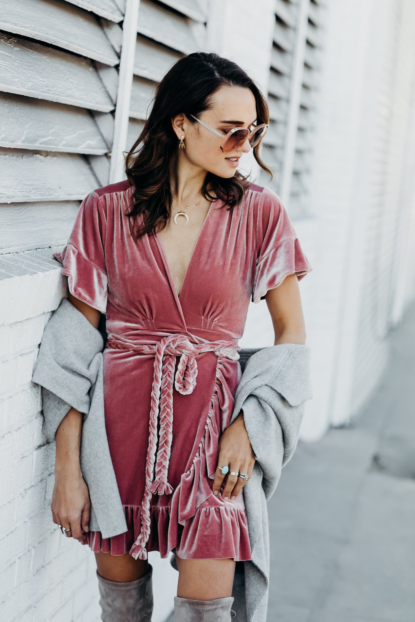 Misa Los Angeles Velvet Wrap Dress sz M
