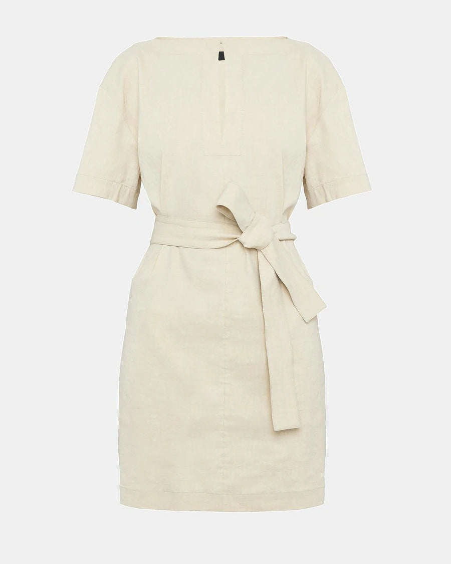 Theory Organic Crunch Linen Belted Shift Dress sz 8