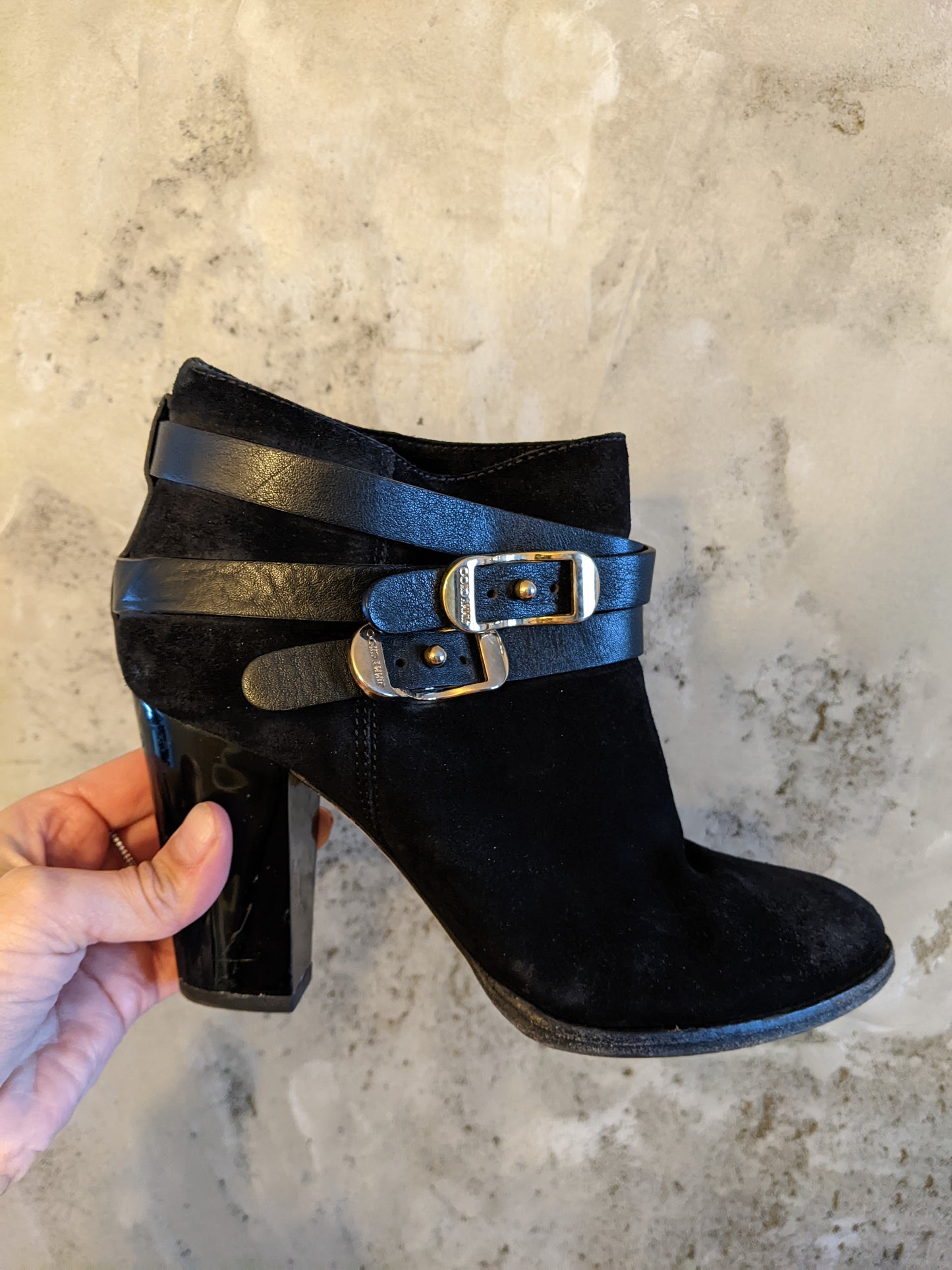 Jimmy Choo ‘Melba’ Black Suede Ankle Boot - Size 38