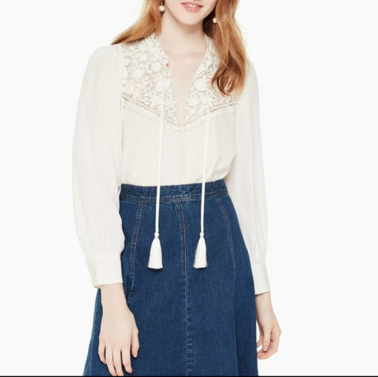 Kate Spade embroidered boho blouse sz Lrg