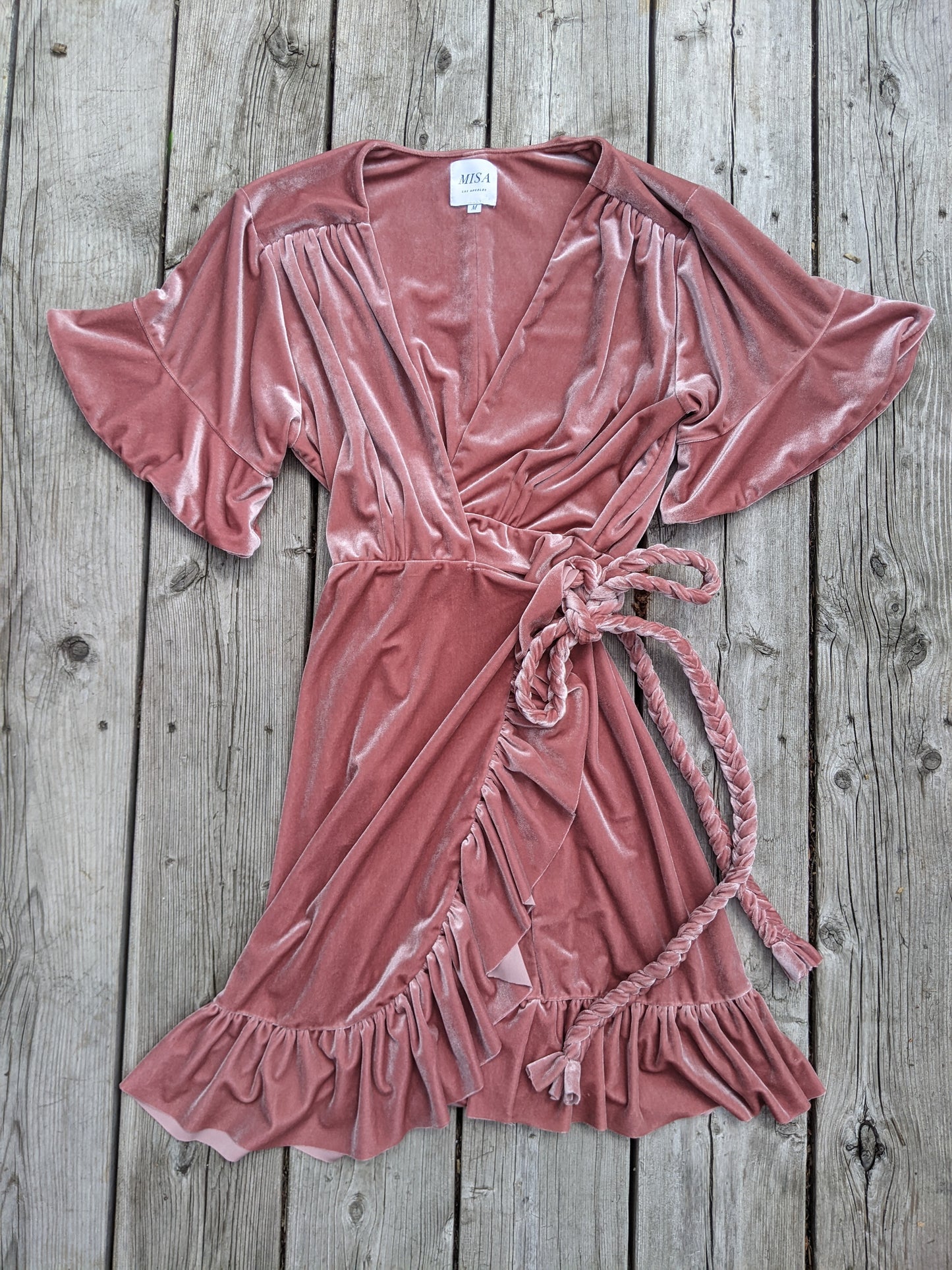 Misa Los Angeles Velvet Wrap Dress sz M