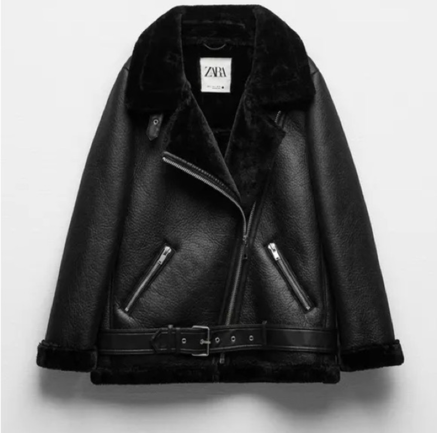 Zara faux leather shearling jacket sz Lrg