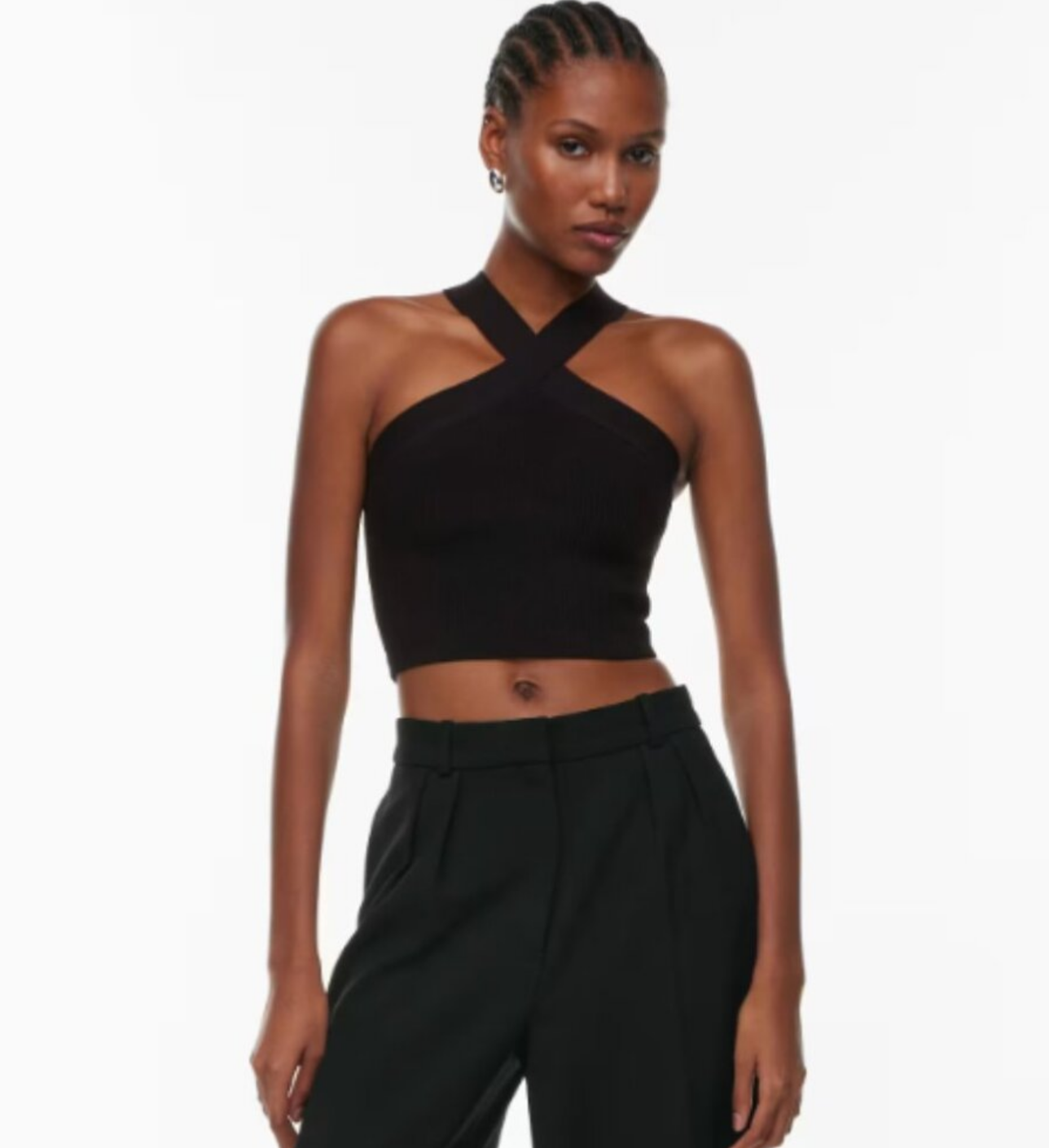 NWT! Babaton Sculpt Knit Criss Cross Cropped Tank sz Lrg