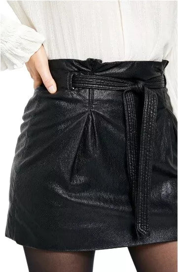 Free People Payton faux crinkle leather mini skirt sz 4