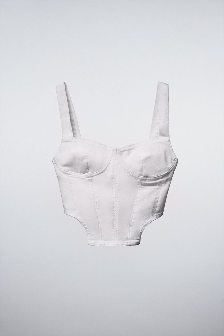 NWOT! Zara stretch denim corset tank sz M