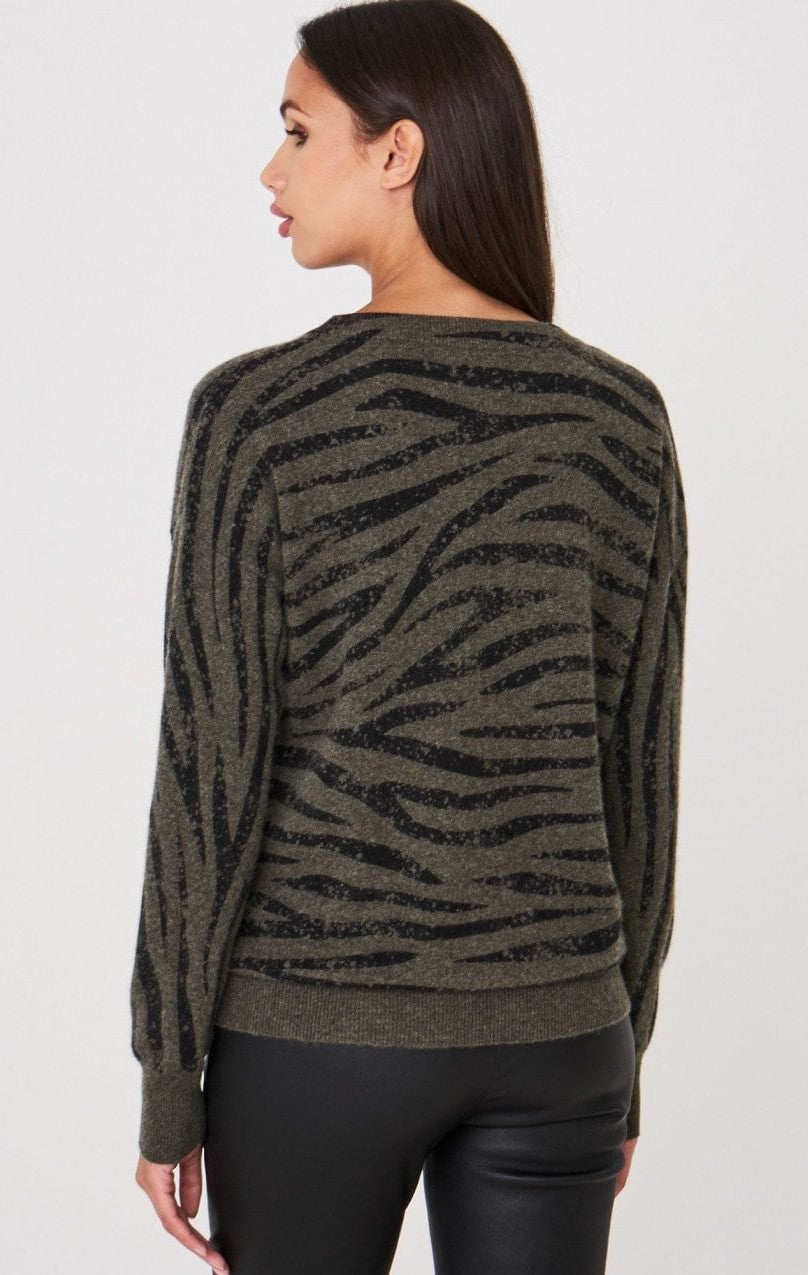 Repeat Cashmere zebra print 100% cashmere sweater sz XS (fits up to M)