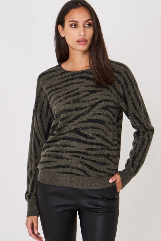 Repeat Cashmere zebra print 100% cashmere sweater sz XS (fits up to M)