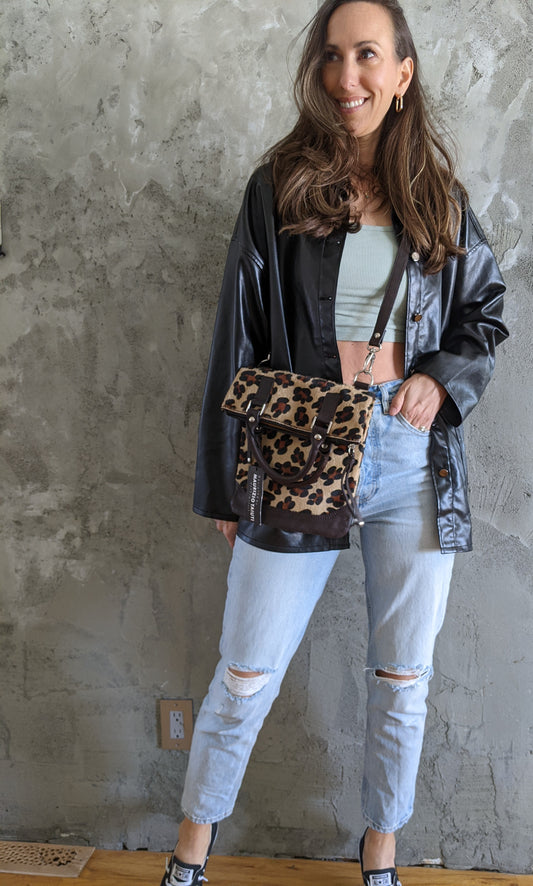 NWT! Maurizio Taiuti leather and calf hair bag